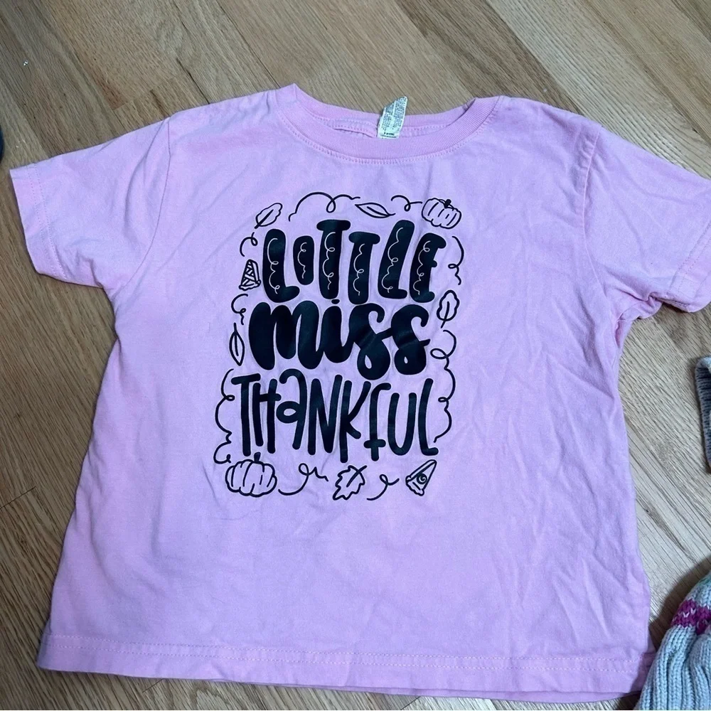 Little Miss Thankful T-shirt 4T OshKosh B’gosh Gray Sweater Girls Toddler